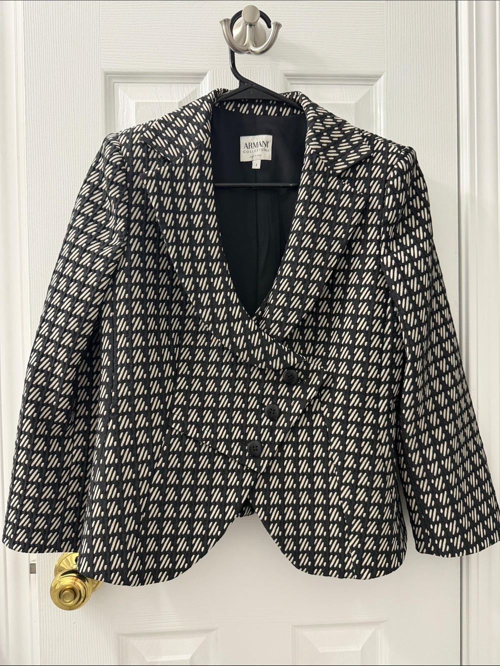 Armani Collezioni Black and White Patterned Women's Blazer
